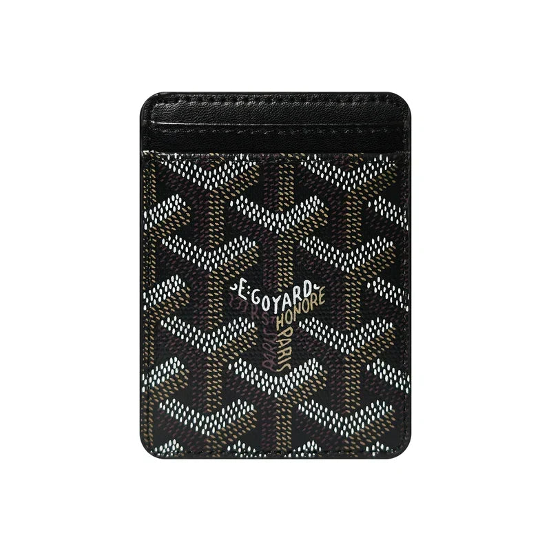 Premium Classic Black magnetic MagSafe card holder with a luxurious geometric pattern