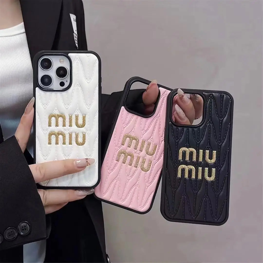 Luxury Miu Miu Brand Phone Case for iPhone 13-18 Pro & Pro Max
