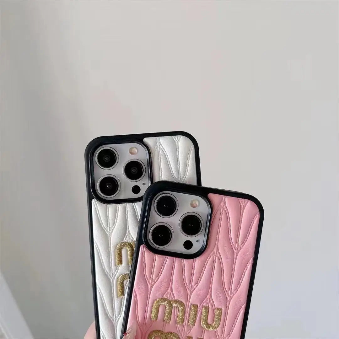 Luxury Miu Miu Brand Phone Case for iPhone 13-18 Pro & Pro Max