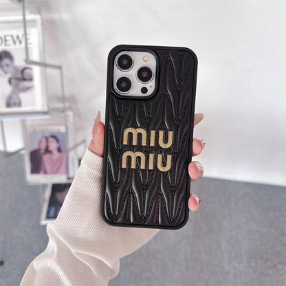 Luxury Miu Miu Brand Phone Case for iPhone 13-18 Pro & Pro Max