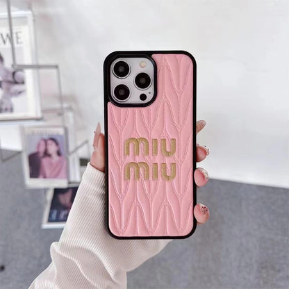 Luxury Miu Miu Brand Phone Case for iPhone 13-18 Pro & Pro Max
