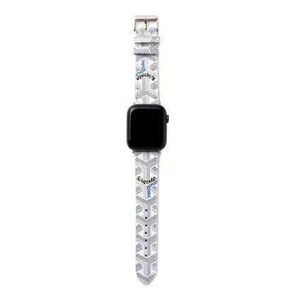 Chic White GYD Monogram Apple Watch Strap