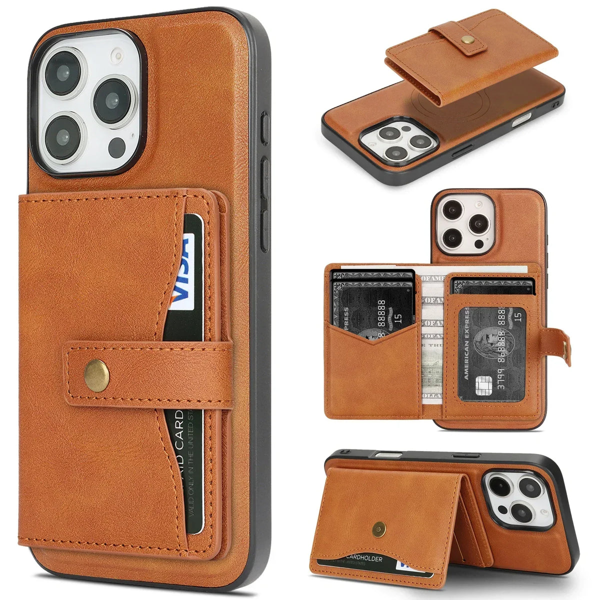 Leather Phone Case Wallet Cash Card Holder For iPhone 14-18 Pro & Pro Max