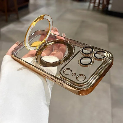 New In Phone Case- Four Corners Air Cushion Anti-fall Case with Invisible Ring Stand for iPhone 17/ 16 /15 /14