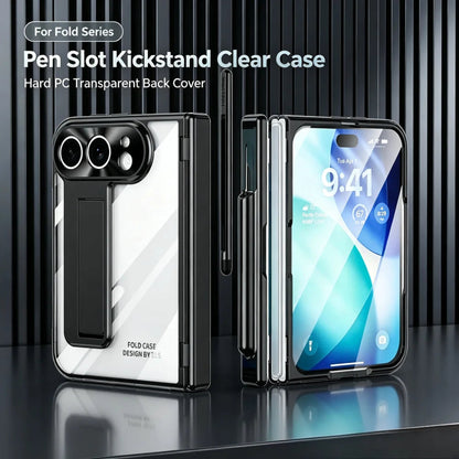 Clear Kickstand Case With Pen Slot for iPhone Duo