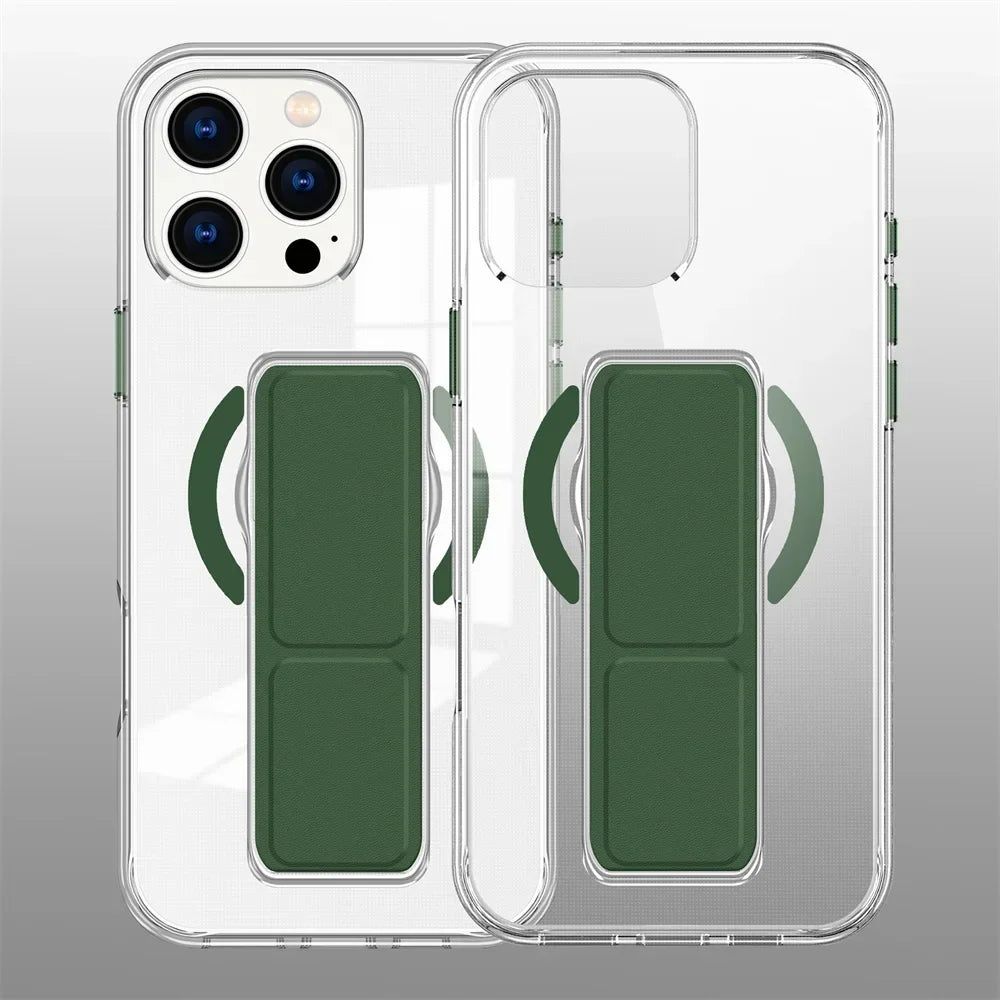 Luxury Folding Wristband Stand Magnetic Phone Case For iPhone 17 / 16 / 15 / 14
