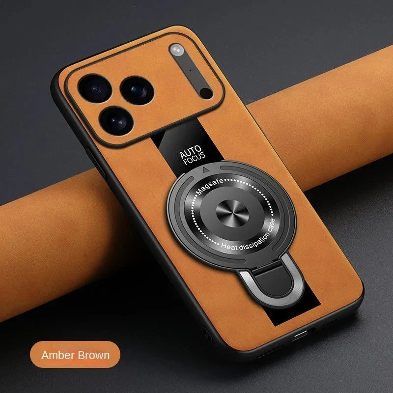 Matte Fiber For Magsafe Case  Magnetic Ring Stand Shockproof Cover For iPhone 17 /16 /15 /14 THEROXYMOB