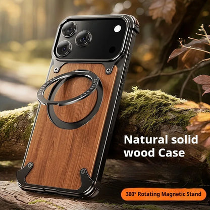 Natural Wooden Frameless Case With Magsafe 360°Rotation Magnetic