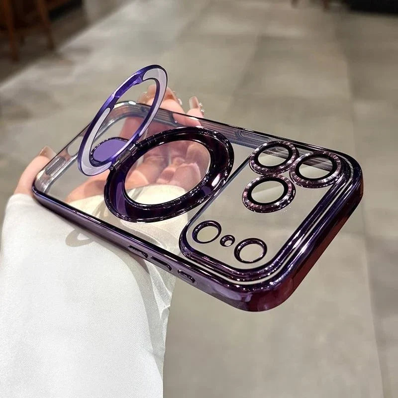 New In Phone Case- Four Corners Air Cushion Anti-fall Case with Invisible Ring Stand for iPhone 17/ 16 /15 /14