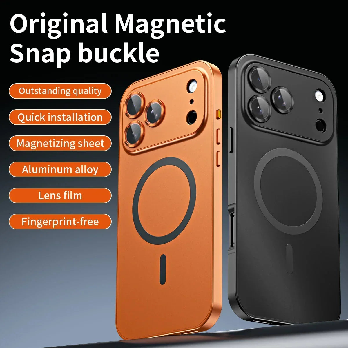 Luxurious Aluminium Magnetic Case Lens Glass Protective For iPhone 12-18 Pro & Pro Max