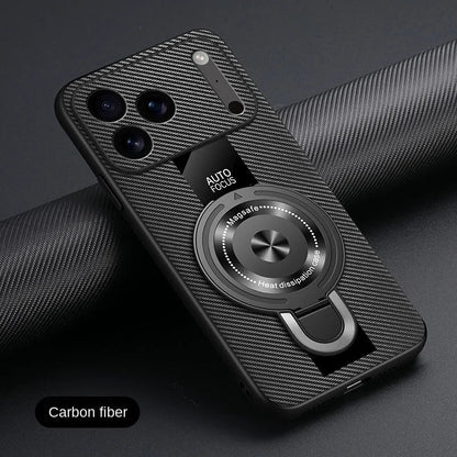 Matte Fiber For Magsafe Case  Magnetic Ring Stand Shockproof Cover For iPhone 17 /16 /15 /14 THEROXYMOB