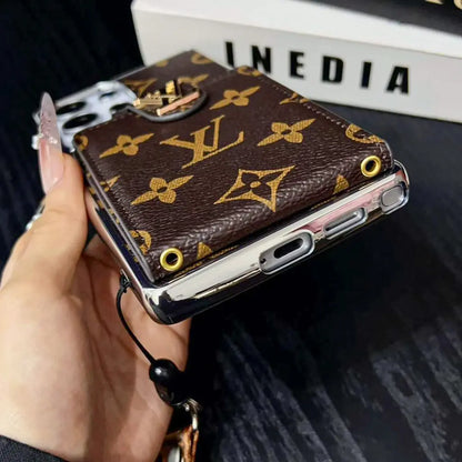Luxury LV Style Leather Wallet Case for Samsung Galaxy S23-S26 Series