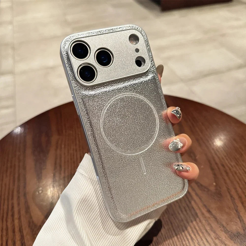 Matte Solid Color Leather Magnetic Case For iPhone 17 / 16 / 15 / 14