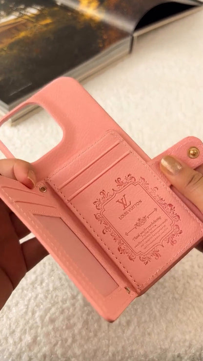 LV Luxury Leather Card Holder Phone Case for iPhone 17 16 15 14 THEROXYMOB