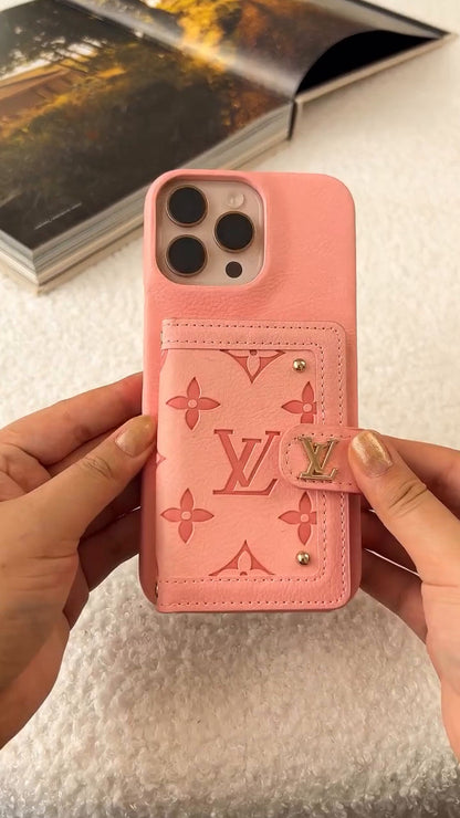 LV Luxury Leather Card Holder Phone Case for iPhone 17 16 15 14 THEROXYMOB