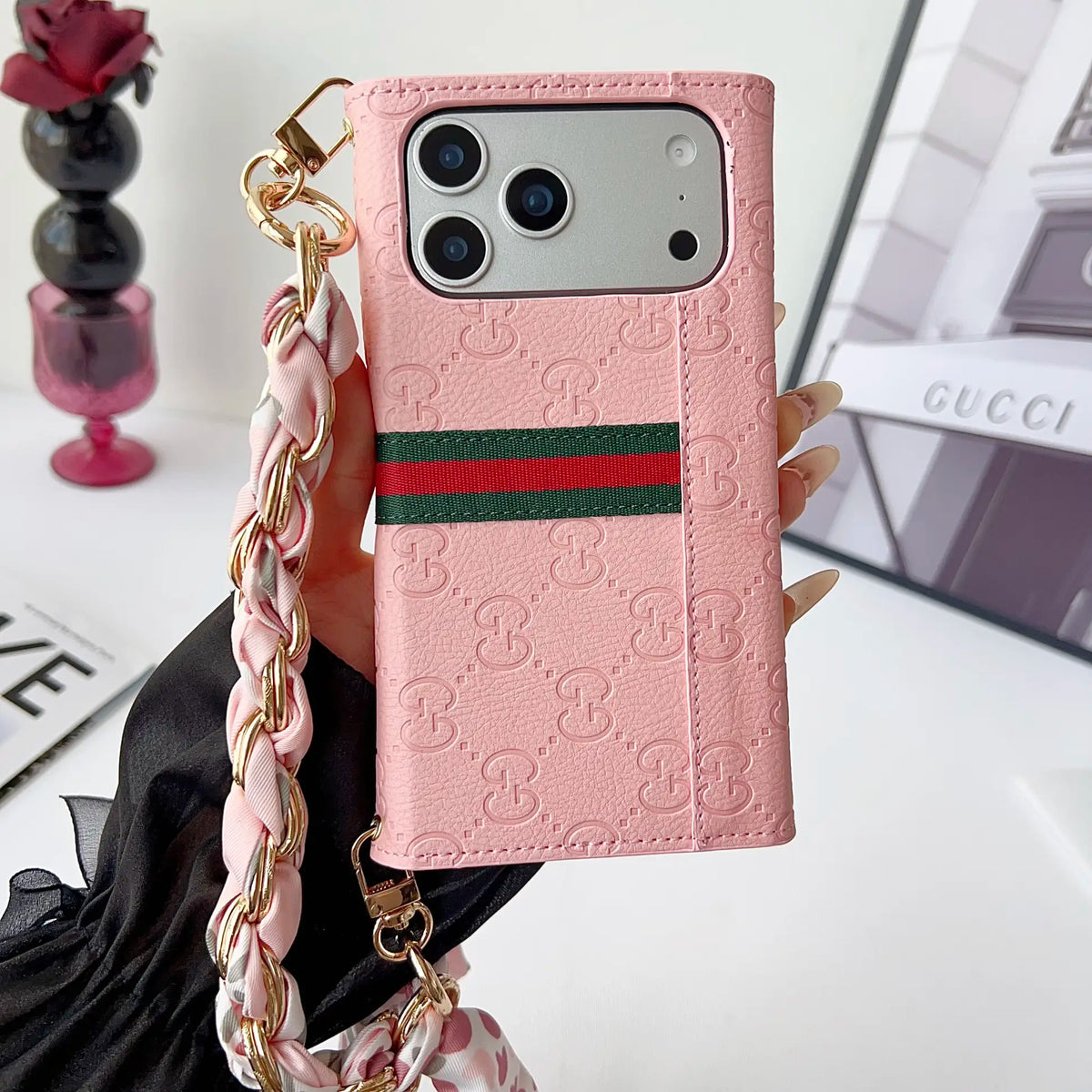 Leather Wallet with Scarf Strap For iPhone 12-18 Pro & Pro Max