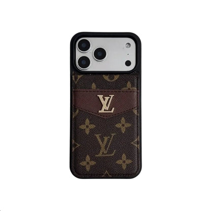 Louis V Card Holder Case For iPhone 12-18 Pro & Pro Max