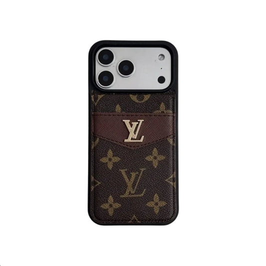 Louis V Card Holder Case For iPhone 12-18 Pro & Pro Max