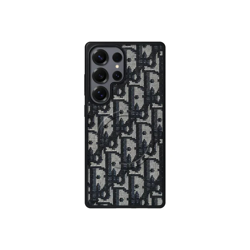 Dior-Inspired Oblique Jacquard Case for Samsung Galaxy S21-S26 Series