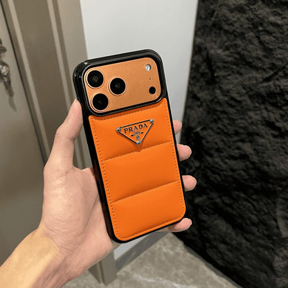 Luxury Puffer Pocket Logo Case - iPhone 12-18 Pro & Pro Max