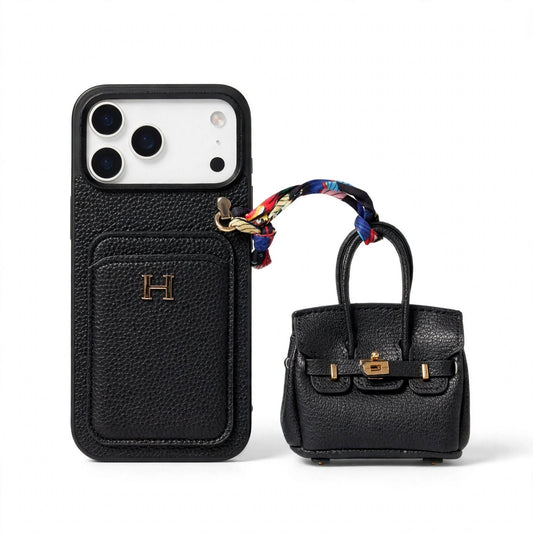 Designer Case with Mini Bag Charm & Strap - iPhone 12-18 Pro & Pro Max