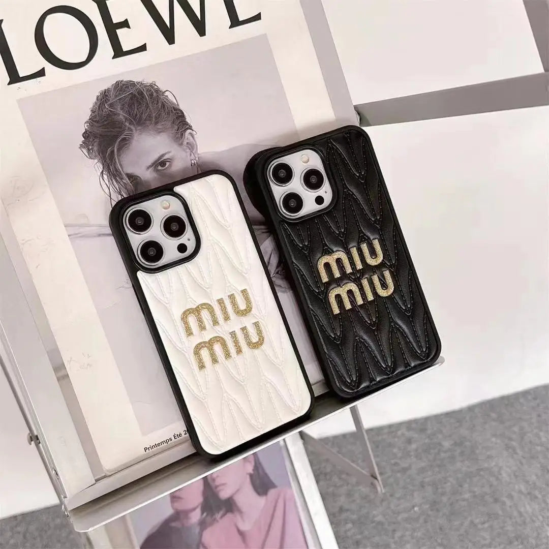 Luxury Miu Miu Brand Phone Case for iPhone 13-18 Pro & Pro Max