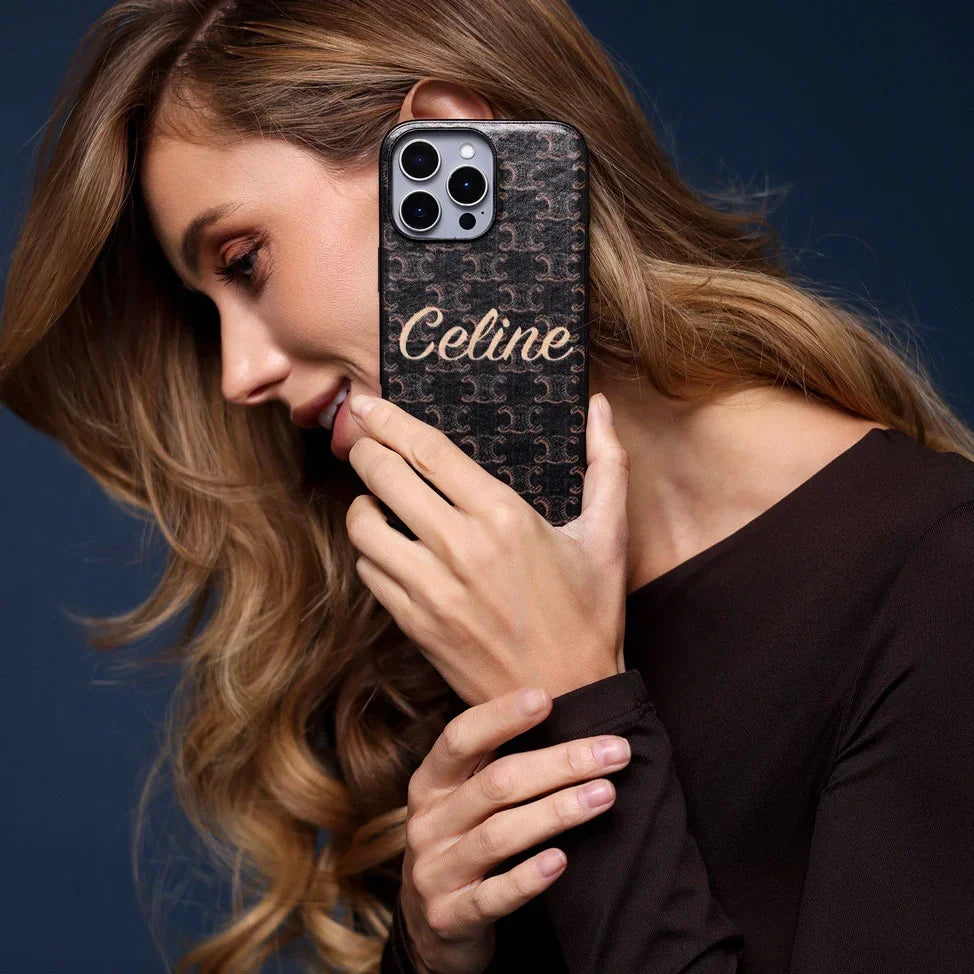 LUX CELINE IPHONE CASE MASSIVE LOGO BROWN FOR IPHONE 12-18 Pro & Pro Max