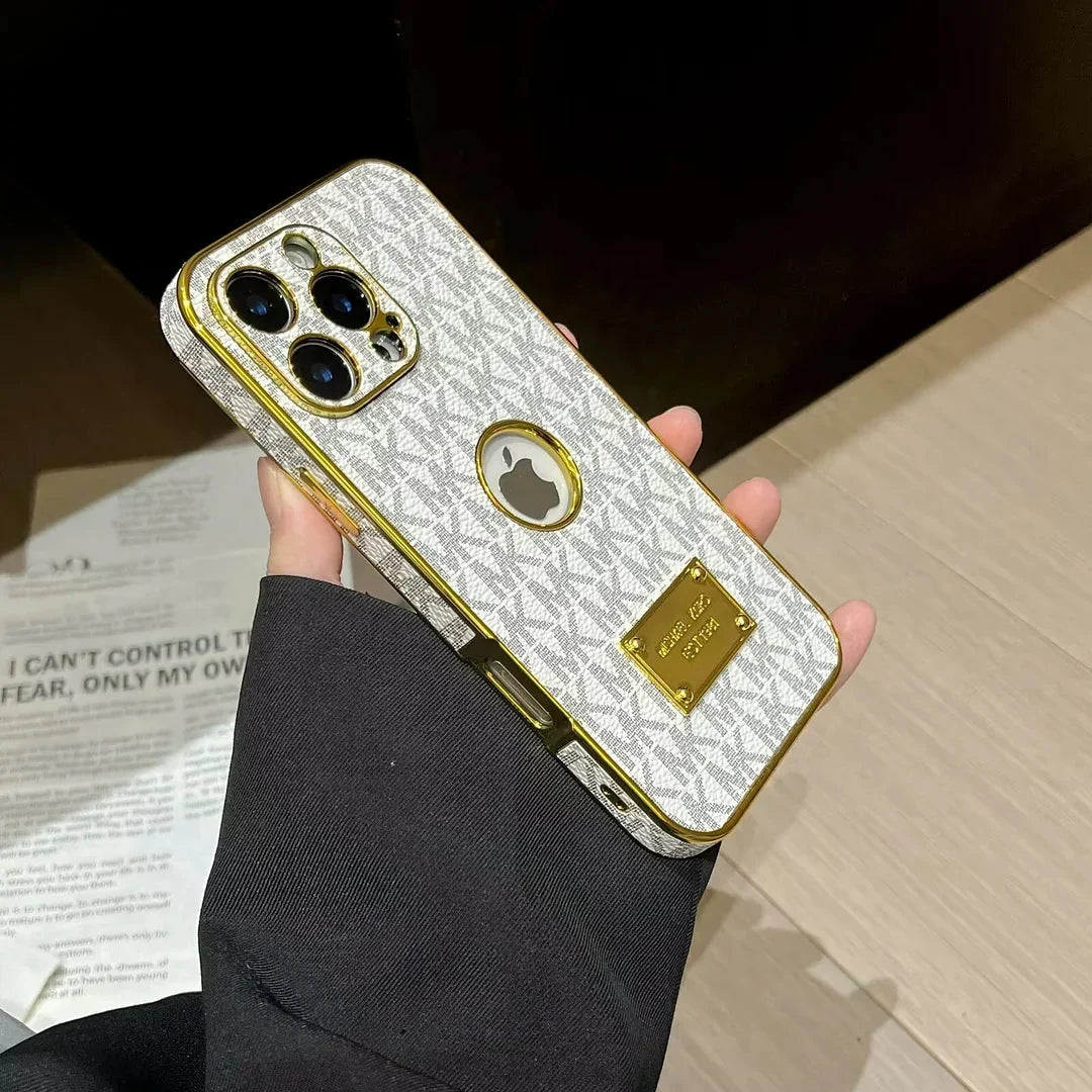 Gold Monogram Signature Canvas Leather Apple iPhone Case Roxy New 2