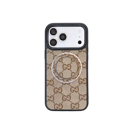 Designer Monogram MagSafe Case with Lens Rings For iPhone 13-18 Pro & Pro Max