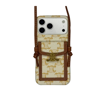 CLASSIC IPHONE CASE CROSSBODY WHITE PRINT FOR IPHONE 12-18 Pro & Pro Max