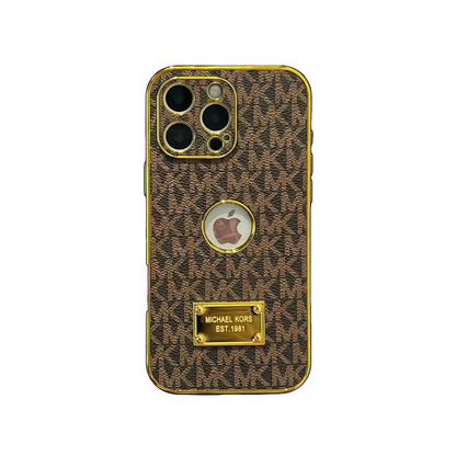Gold Monogram Signature Canvas Leather Apple iPhone Case 12-18 Pro & Pro Max