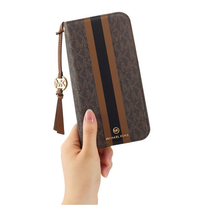 MK Folio Case Stripe with Tassel Charm for Magsafe for iPhone 13-18 Pro & Pro Max