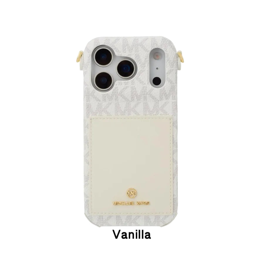 Luxury MK Wrap Case Pocket with Strap for iPhone 13-18 Pro & Pro Max