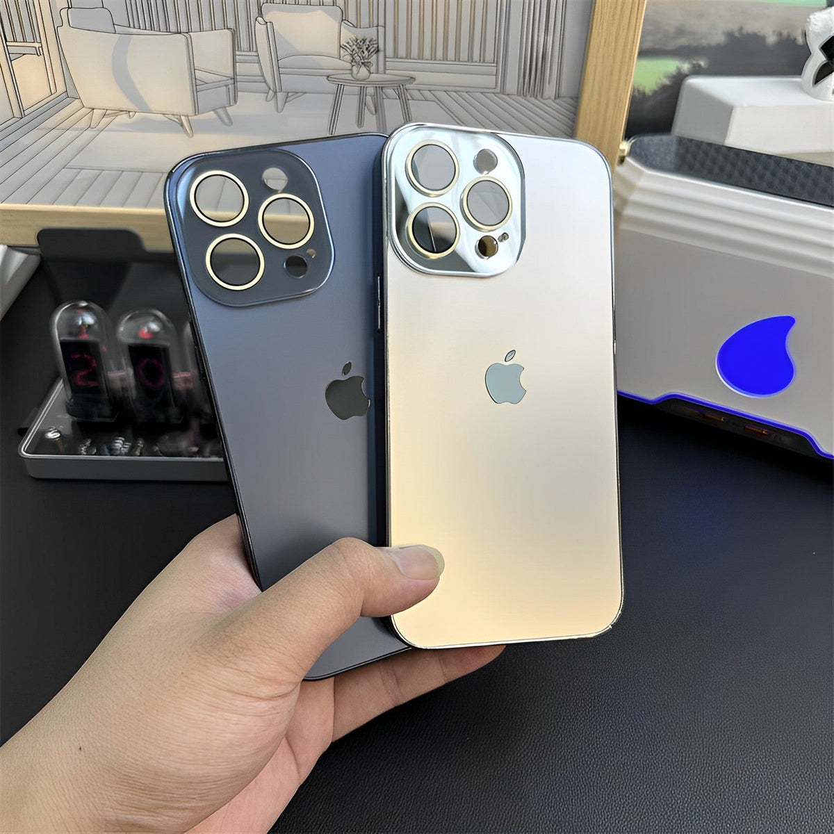 GLASS CAMERA LENS SHELL CASE FOR IPHONE 16 TO 12 theroxymob