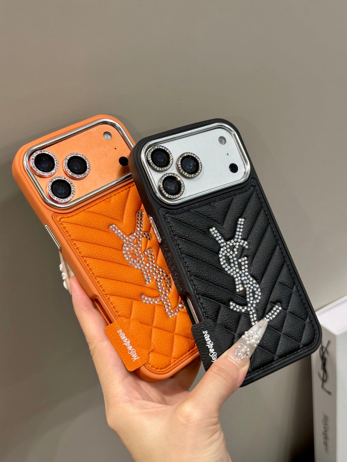 Luxury YSL Quilted Leather Phone Case For iPhone 13-18 Pro & Pro Max