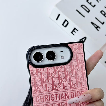 Luxury Dior Oblique Embossed iPhone Duo Case - Foldable Cover