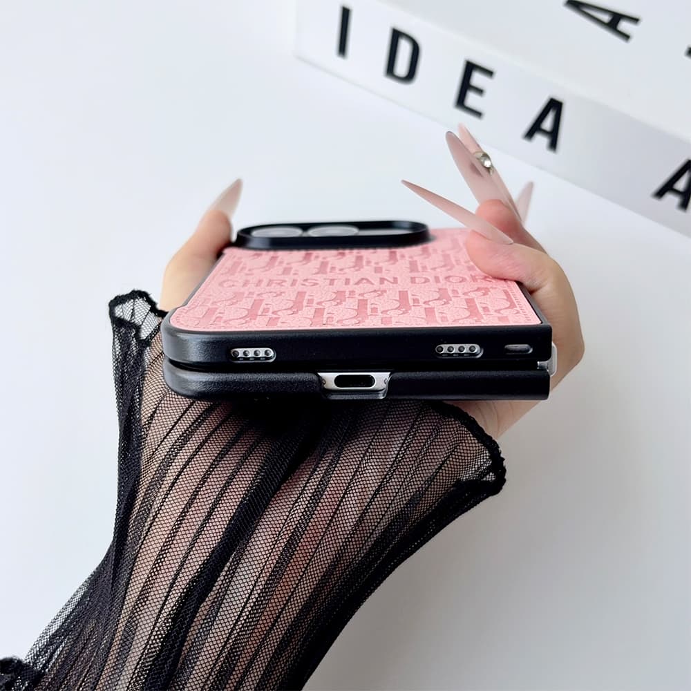 Luxury Dior Oblique Embossed iPhone Duo Case - Foldable Cover