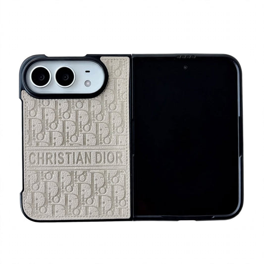Luxury Dior Oblique Embossed iPhone Duo Case - Foldable Cover