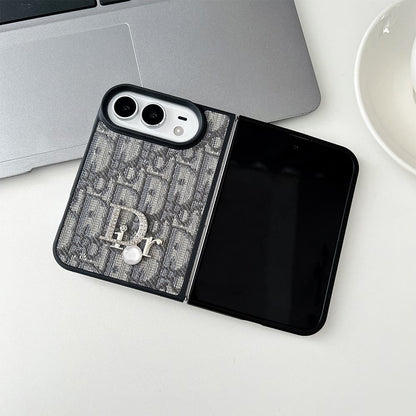 Luxury Dior Oblique Crystal Pearl iPhone Duo Case - Foldable Cover