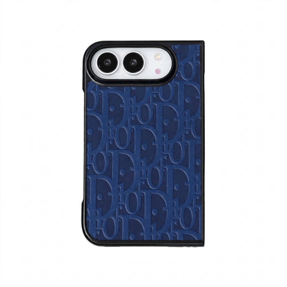 Luxury Dior Oblique Embossed Leather Foldable iPhone Duo Case