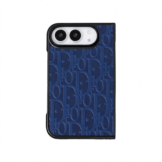 Luxury Dior Oblique Embossed Leather Foldable iPhone Duo Case