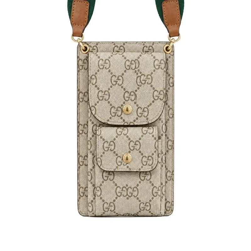 Luxury Gucci Monogram Multi-Pocket Crossbody Phone Bag
