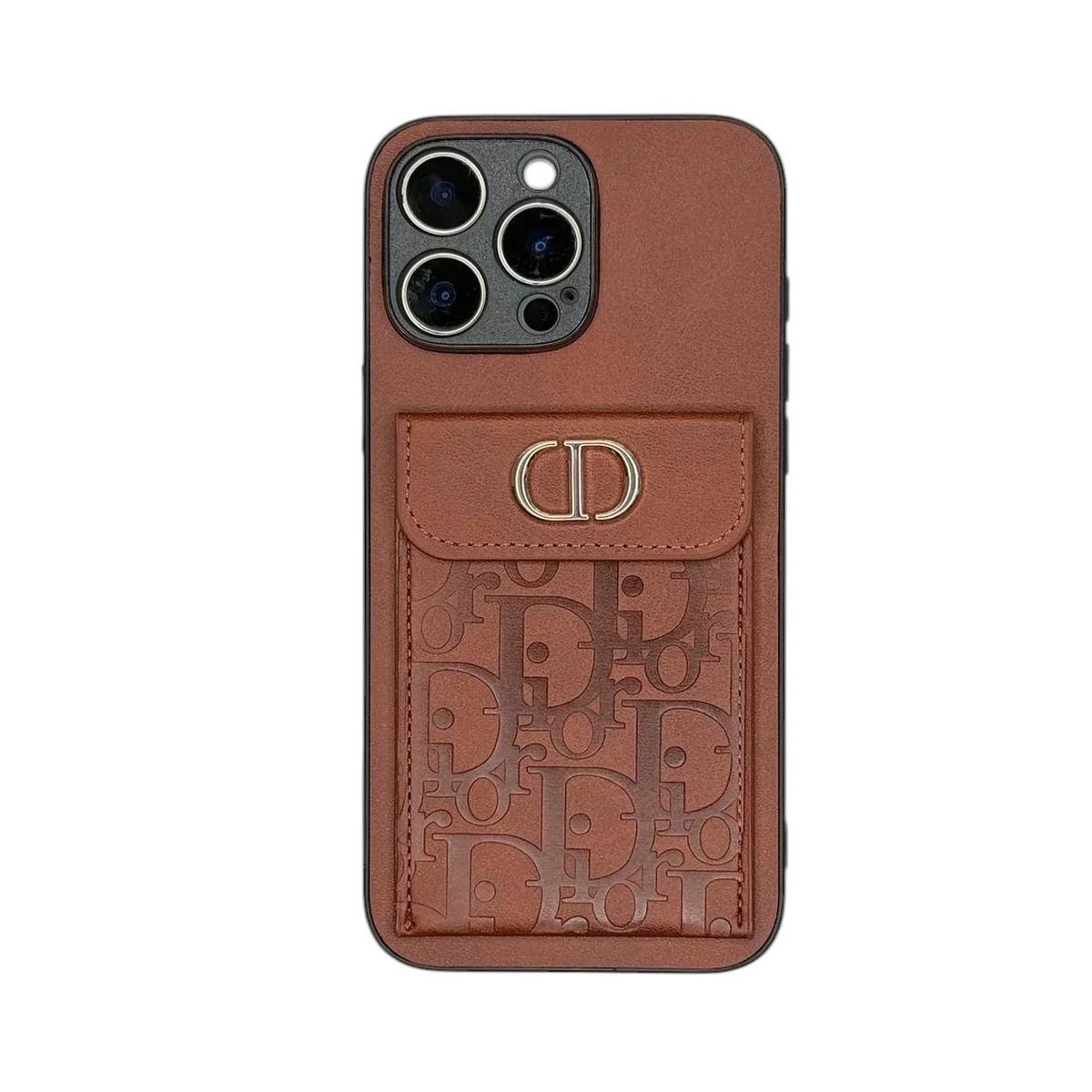 DR Oblique Flap Pocket Leather Case - Saddle BrownFor iPhone 12-18 Series