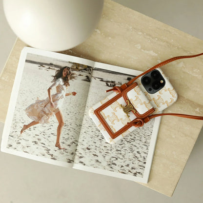 CLASSIC IPHONE CASE CROSSBODY WHITE PRINT FOR IPHONE 12-18 Pro & Pro Max