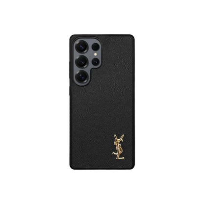 Luxury Black Saffiano Case for Samsung S22-S26 Series