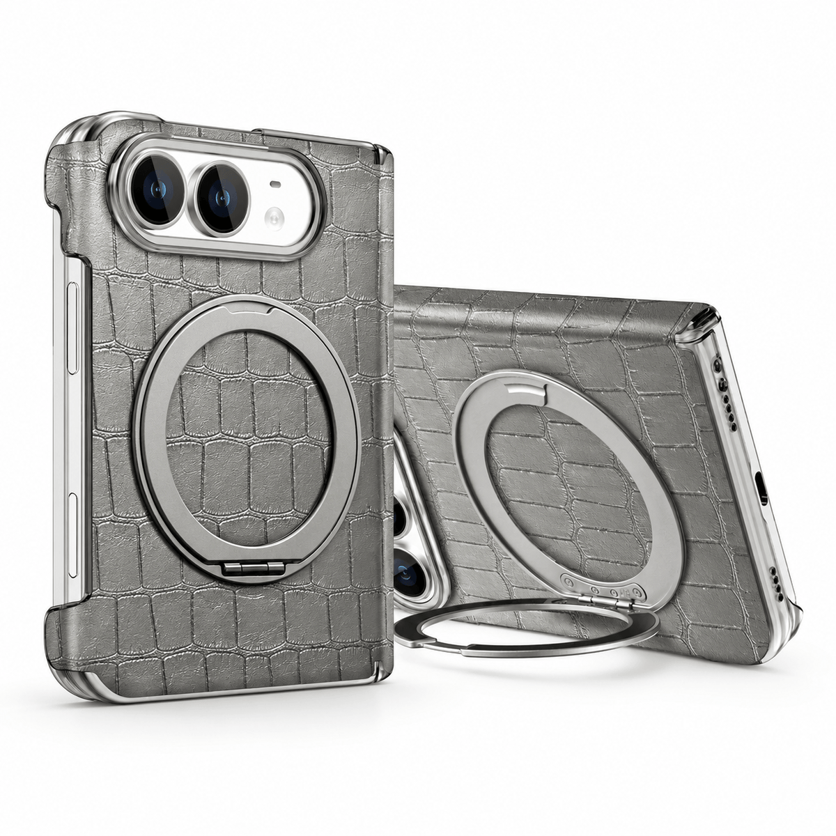 Luxury Leather Ring Stand Case for iPhone Duo