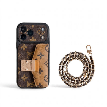 Luxury Monogram Crossbody Phone Bag for iPhone 13-18 Pro & Pro Max