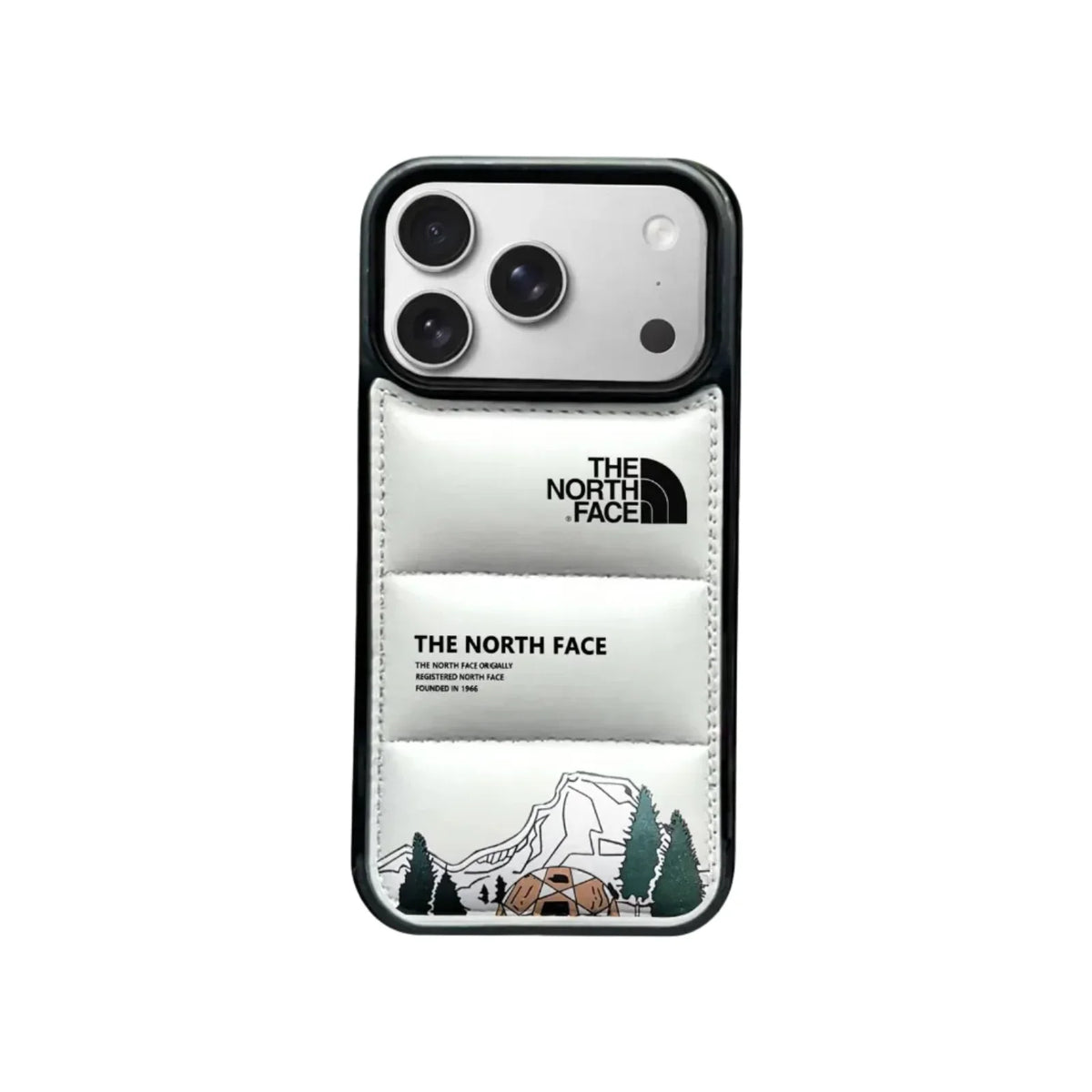 North Face Style Puffer Phone Case With Graphic For iPhone 12-18 Pro & Pro Max