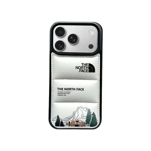 North Face Style Puffer Phone Case With Graphic For iPhone 12-18 Pro & Pro Max