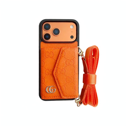 Luxury Plain Fold Envelope Case with Strap - iPhone 12-18 Pro & Pro Max